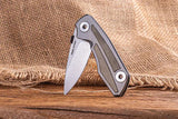 Real Steel Delta 2600 Framelock EDC Knife - S35VN Blade With Gray Titanium Frame And Green Micarta Inlay by Real Steel