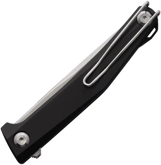 Real Steel Teres Linerlock Black 7111BS - Nitro V Satin Blade EDC Knife With Black Aluminum Handle by Real Steel