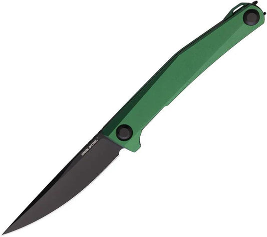 Real Steel Teres Linerlock EDC Knife Green Aluminum Handle Nitro V Blade PVD Coated by Real Steel