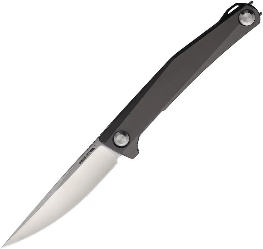 Real Steel Teres Linerlock Knife With Nitro V Blade Gray Aluminum Handle For EDC Enthusiasts by Real Steel