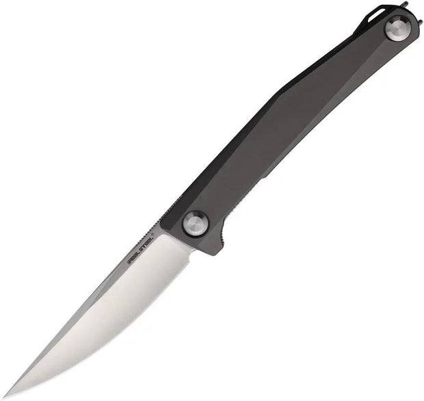 Real Steel Teres Linerlock Knife With Nitro V Blade Gray Aluminum Handle For EDC Enthusiasts by Real Steel