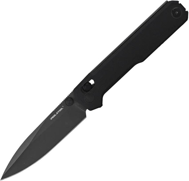 Real Steel Perix Crossbar Lock Knife 3.5in Nitro V Drop Point Black G10 EDC for Enthusiasts by Real Steel