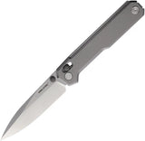 Real Steel Perix Crossbar Lock Ti 7121TS EDC Folding Knife With Stonewash Nitro V Blade And Gray Titanium Handle by Real Steel