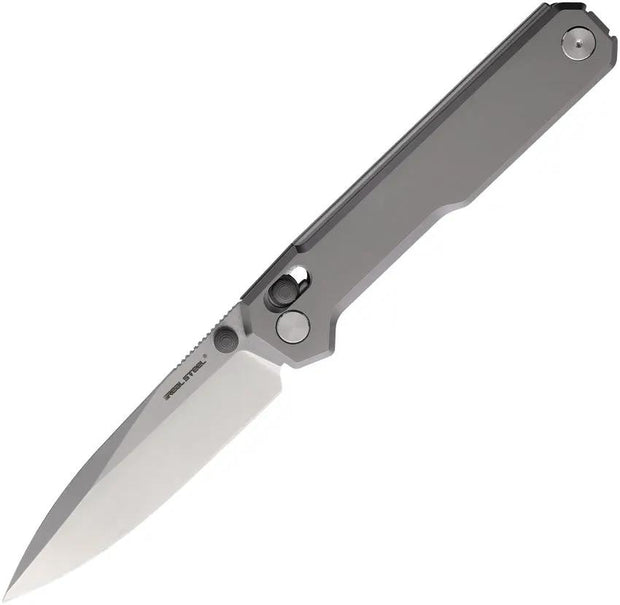 Real Steel Perix Crossbar Lock Ti 7121TS EDC Folding Knife With Stonewash Nitro V Blade And Gray Titanium Handle by Real Steel