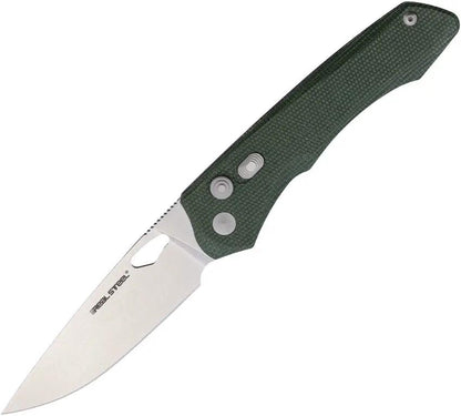 Real Steel Griffin Pro Button Lock Knife Green Canvas Micarta Handle 14C28N Stonewash Blade For EDC Enthusiasts by Real Steel