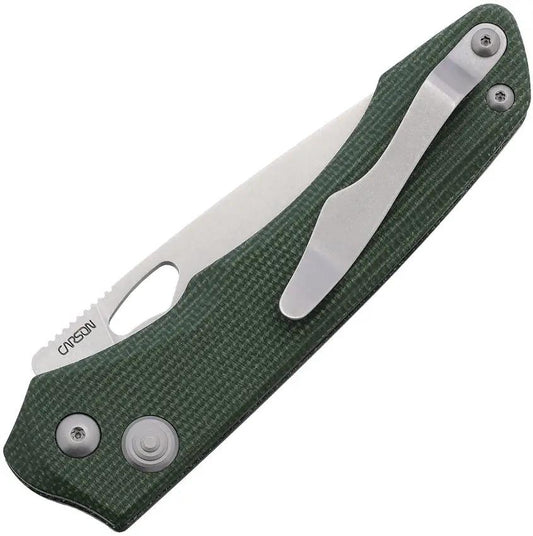 Real Steel Griffin Pro Button Lock Knife Green Canvas Micarta Handle 14C28N Stonewash Blade For EDC Enthusiasts by Real Steel