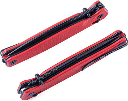Real Steel Huginn Slide Lock Knife - VG10 Blade With Red Black G10 Handle For EDC by Real Steel