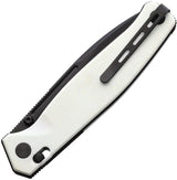 Real Steel Huginn Slide Lock Knife White G10 Handle VG10 Blade - Thumb Stud And Pocket Clip For EDC by Real Steel