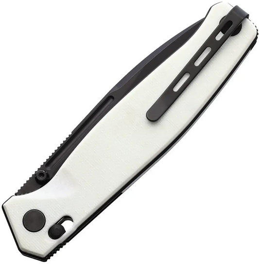 Real Steel Huginn Slide Lock Knife White G10 Handle VG10 Blade - Thumb Stud And Pocket Clip For EDC by Real Steel