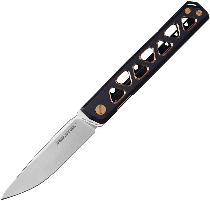 Real Steel Burns Framelock Black/Gold 7661G by Real Steel