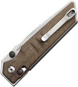 Real Steel Sacra Slide Lock Knife - Bohler K110 Stainless Blade With Natural Canvas Micarta Handle EDC Utility by Real Steel