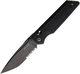 Real Steel Sacra TAC Crossbar Lock Knife - Compact EDC Ready Partially Serrated 3 Inch K110 Tanto Blade Black G10 Handle by Real Steel