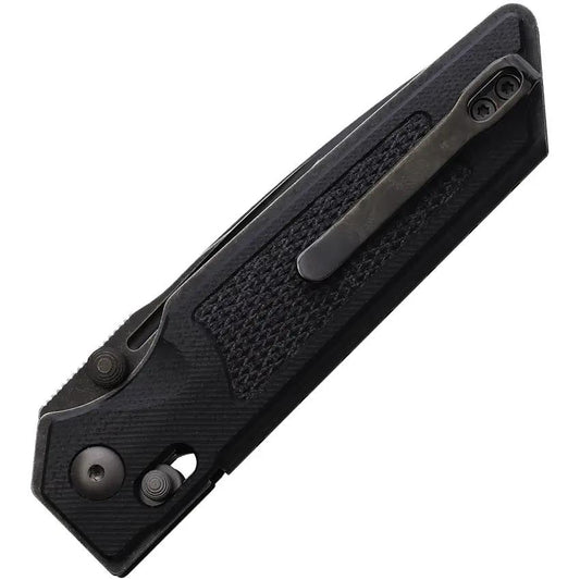 Real Steel Sacra TAC Crossbar Lock Knife - Compact EDC Ready Partially Serrated 3 Inch K110 Tanto Blade Black G10 Handle by Real Steel