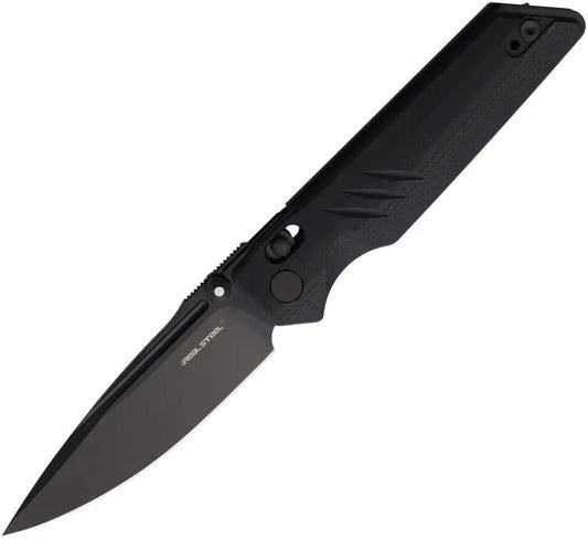 Real Steel Sacra Pro Crossbar Lock Knife For EDC Enthusiasts, 3.25in Black PVD Bohler K110 Blade, G10 by Real Steel