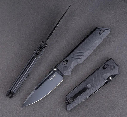 Real Steel Sacra Pro Crossbar Lock Knife For EDC Enthusiasts, 3.25in Black PVD Bohler K110 Blade, G10 by Real Steel
