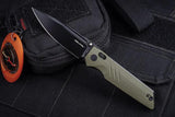 Real Steel Sacra Pro Crossbar Lock Folding Knife - EDC Ready Bohler K110 Blade With Green G10 Handle by Real Steel