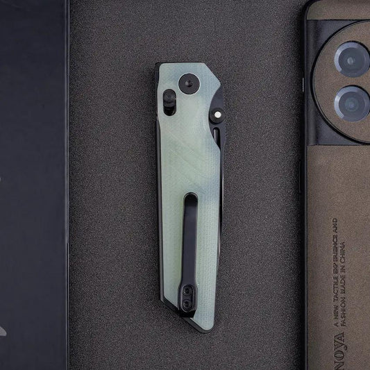 Real Steel Sacra Pro Jade G10 Crossbar Lock Knife - EDC Ready Bohler K110 Blade 3.25in by Real Steel