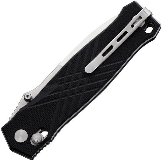 Real Steel Muninn Slide Lock Knife - Secure Deployment With Satin VG10 Blade And Black G10 Handle by Real Steel
