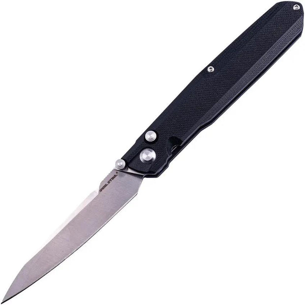 Real Steel G5 Metamorph Button Lock Folding Knife 3.5Inch Satin 14C28N Blade Black G10 EDC - Quick Access by Real Steel