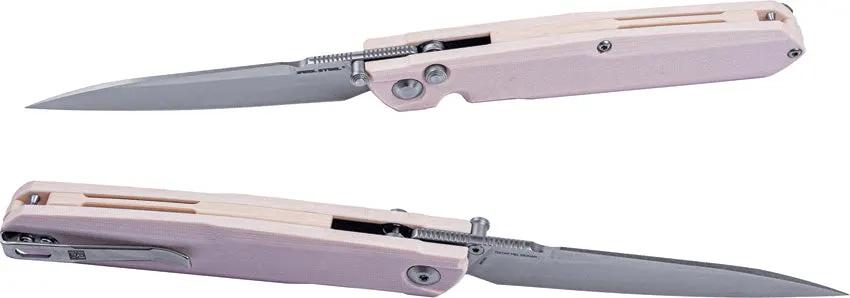 Real Steel G5 Metamorph Button Lock Folding Knife - Satin 3.5 Inch Blade, Ivory G10 Handle for EDC by Real Steel