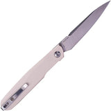 Real Steel G5 Metamorph Button Lock Folding Knife - Satin 3.5 Inch Blade, Ivory G10 Handle for EDC by Real Steel