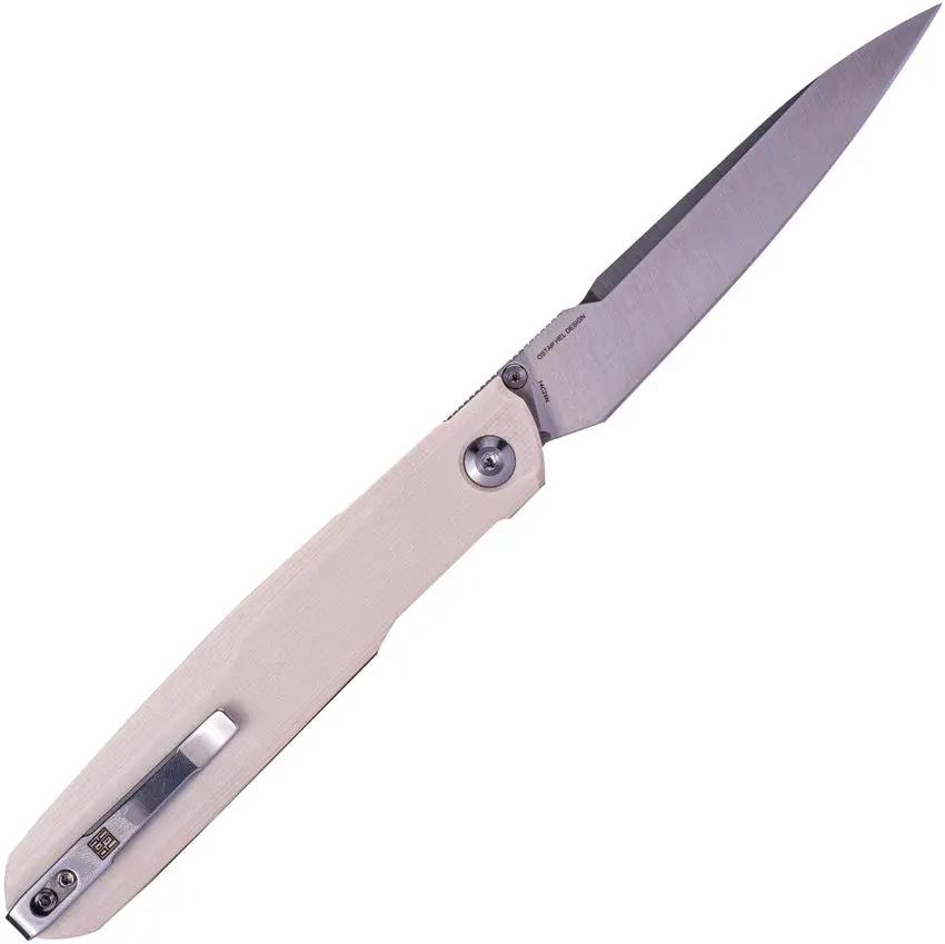 Real Steel G5 Metamorph Button Lock Folding Knife - Satin 3.5 Inch Blade, Ivory G10 Handle for EDC by Real Steel