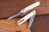 Real Steel G5 Metamorph Button Lock Folding Knife - Satin 3.5 Inch Blade, Ivory G10 Handle for EDC by Real Steel
