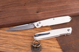Real Steel G5 Metamorph Button Lock Folding Knife - Satin 3.5 Inch Blade, Ivory G10 Handle for EDC by Real Steel