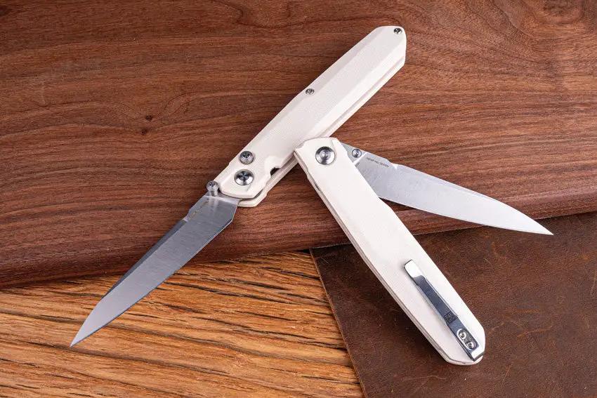 Real Steel G5 Metamorph Button Lock Folding Knife - Satin 3.5 Inch Blade, Ivory G10 Handle for EDC by Real Steel