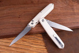 Real Steel G5 Metamorph Button Lock Folding Knife - Satin 3.5 Inch Blade, Ivory G10 Handle for EDC by Real Steel