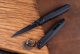 Real Steel G5 Metamorph Button Lock Knife - EDC Ready With Black PVD Coating 14C28N Sandvik Steel G10 Handle by Real Steel