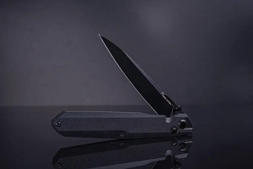Real Steel G5 Metamorph Button Lock Knife - EDC Ready With Black PVD Coating 14C28N Sandvik Steel G10 Handle by Real Steel