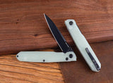 Real Steel G5 Metamorph Button Lock EDC Knife Jade G10 Handle - 14C28N Blade For Everyday Carry by Real Steel
