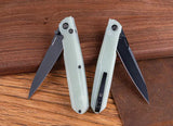 Real Steel G5 Metamorph Button Lock EDC Knife Jade G10 Handle - 14C28N Blade For Everyday Carry by Real Steel