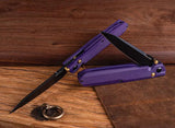 Real Steel G5 Metamorph Button Lock EDC Knife - Purple G10 Handle And 14C28N Sandvik Blade For Everyday Carry by Real Steel