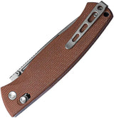 Real Steel Pathfinder Crossbar Lock Folder Knife 5 Inch Closed Brown Canvas Micarta Handle For Everyday Carry by Real Steel