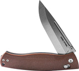 Real Steel Pathfinder Crossbar Lock Folder Knife 5 Inch Closed Brown Canvas Micarta Handle For Everyday Carry by Real Steel