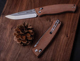 Real Steel Pathfinder Crossbar Lock Folder Knife - Rugged EDC With 5 Inch Closed Blade And Brown Canvas Micarta Handle by Real Steel