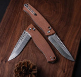Real Steel Pathfinder Crossbar Lock Folder Knife - Rugged EDC With 5 Inch Closed Blade And Brown Canvas Micarta Handle by Real Steel