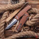 Real Steel Pathfinder Crossbar Lock Folder Knife 5 Inch Closed Brown Canvas Micarta Handle For Everyday Carry by Real Steel