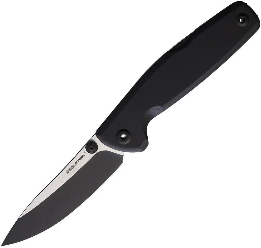 Real Steel Yak Lockback EDC Knife With 3.75in Flat Ground Blade Slim Black G10 Handle by Real Steel