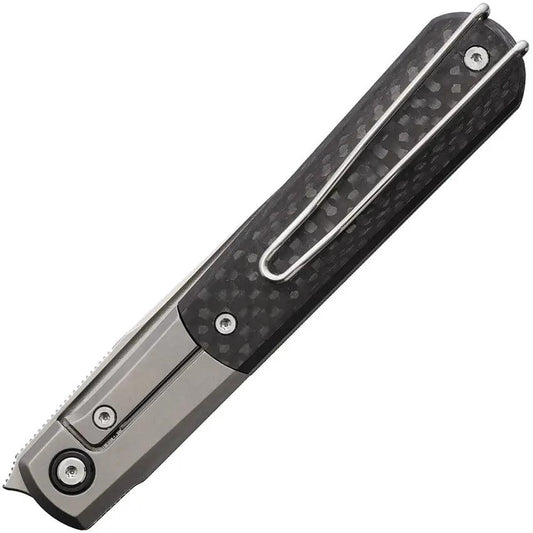 Real Steel Barlow RB7 Framelock CF 7894 EDC Knife - S35VN Blade With Gray Titanium Handle And Carbon Fiber Inlay by Real Steel