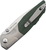 Real Steel Hoeft Button Lock Knife - Durable EDC With Green Micarta Inlay And S35VN 3.25 Inch Blade 7901GM by Real Steel
