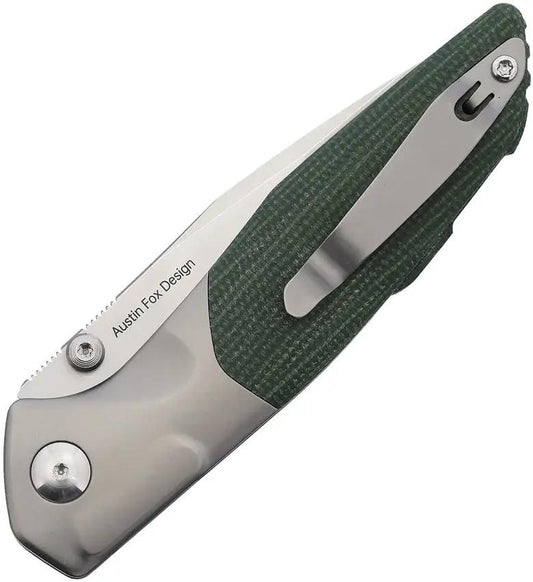 Real Steel Hoeft Button Lock Knife - Durable EDC With Green Micarta Inlay And S35VN 3.25 Inch Blade 7901GM by Real Steel