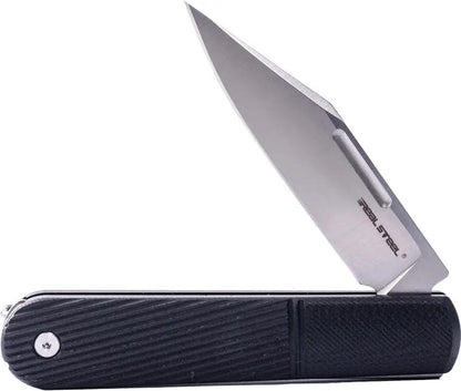 Real Steel Barlow RB5 Slip Joint Knife With Black G10 Handle And Bohler N690 Clip Point For EDC Enthusiasts by Real Steel