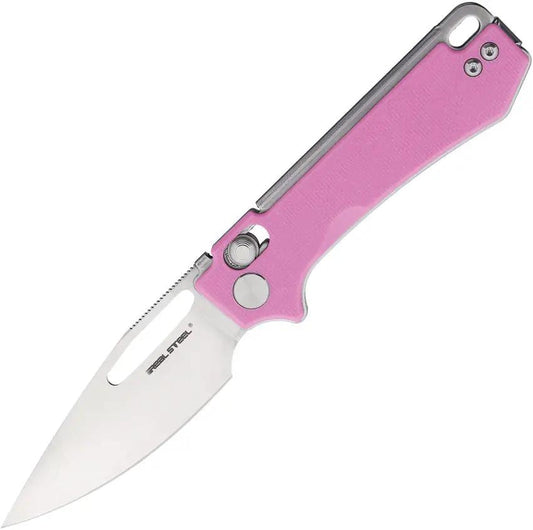 Real Steel Vis Crossbar Lock Knife Premium Pink G10 Handle For EDC Enthusiasts And Collectors by Real Steel