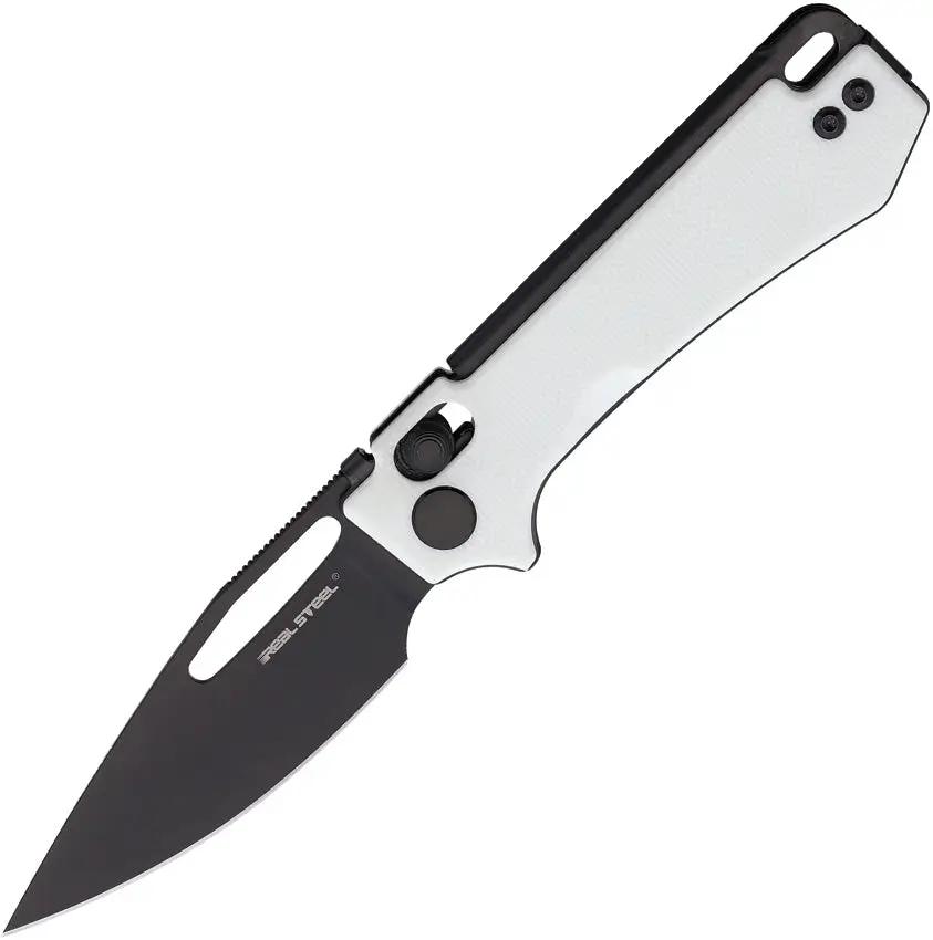 Real Steel Vis Crossbar Lock Knife White G10 Handle 2.75in 12C27 Sandvik PVD Blade for Premium Everyday Carry by Real Steel