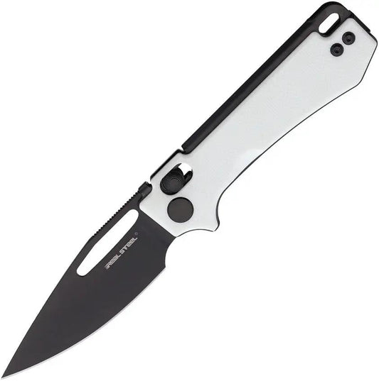Real Steel Vis Crossbar Lock Knife White G10 Handle 2.75in 12C27 Sandvik PVD Blade for Premium Everyday Carry by Real Steel