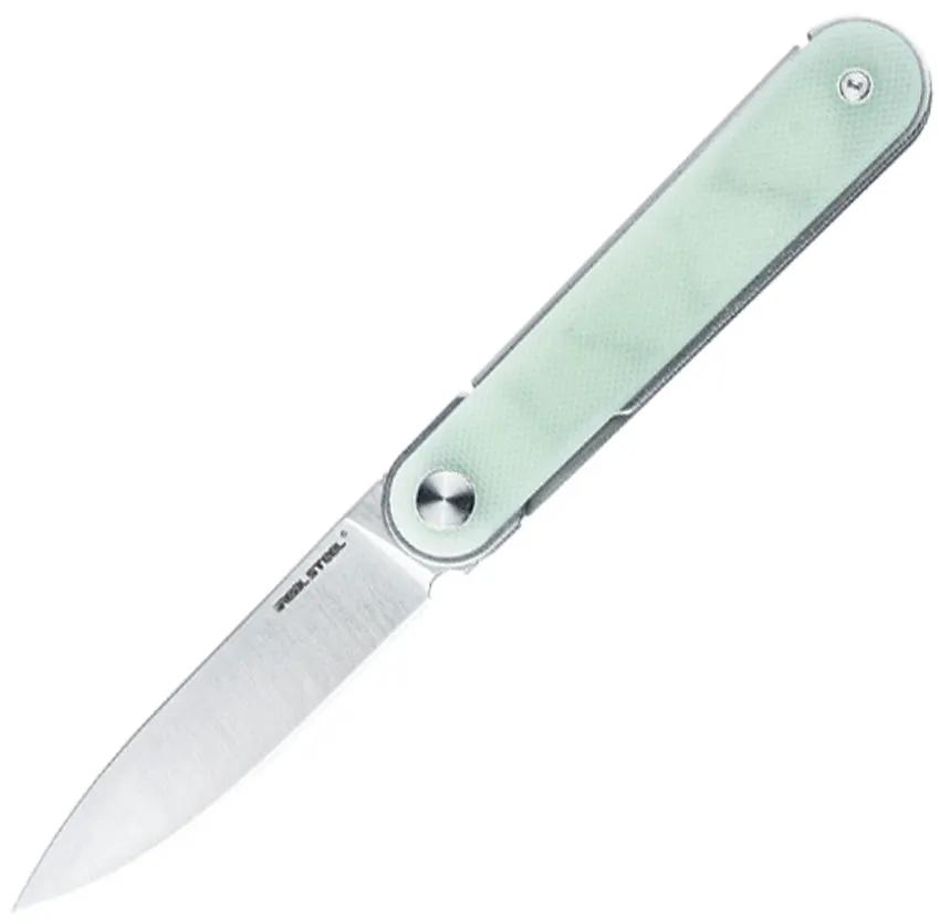 Real Steel Iris Linerlock Jade EDC Knife With Front Flipper And Jade G10 Handle Satin 12C27 Blade by Real Steel