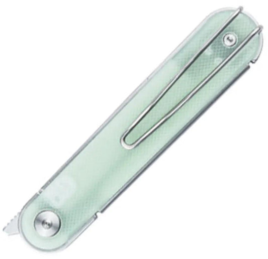 Real Steel Iris Linerlock Jade EDC Knife With Front Flipper And Jade G10 Handle Satin 12C27 Blade by Real Steel